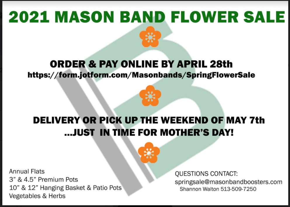 Mason Bands flower sale flyer